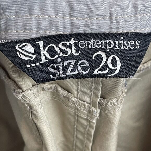 Vintage Lost Enterprises Mens Pants 29x30 Tan Cargo Convertible Skater Baggy Y2k - Picture 9 of 12